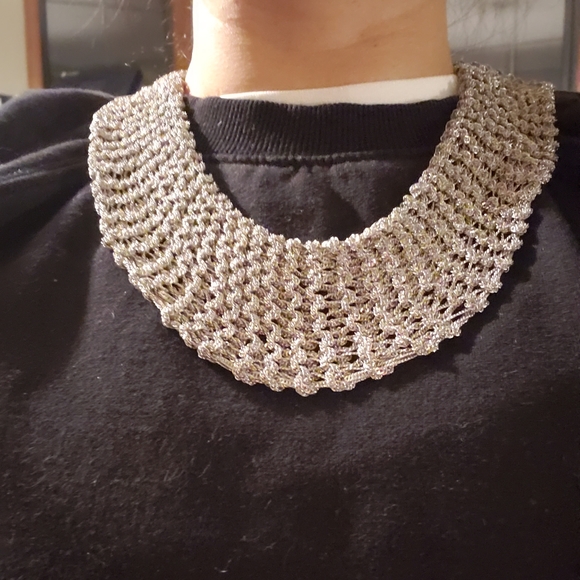 Statement Mesh/Chainmail Bib-style necklace - Picture 6 of 6